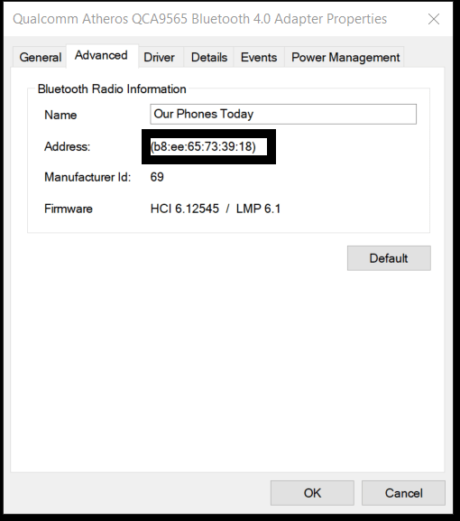 linux c get mac address of bluetooth device